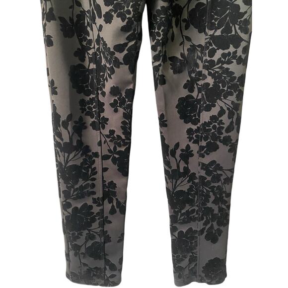 Vintage Liz Claiborne Floral Velvet Burnout Straight Leg Pant Small Black Y2K - Picture 5 of 10